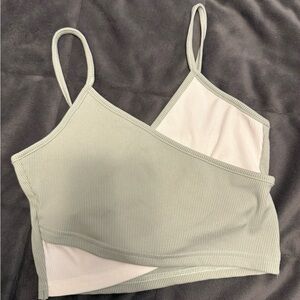 SHEIN Green and White Crossover Bandeau